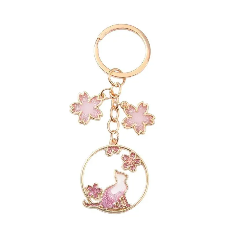 Esprit du Japon porte-clés chat sakura fleurs de cerisier métal