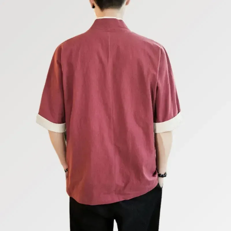 Japon style Hideki veste kimono homme coton lin