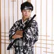 Esprit du Japon Kimono japonais noir motifs Bamboo en satin
