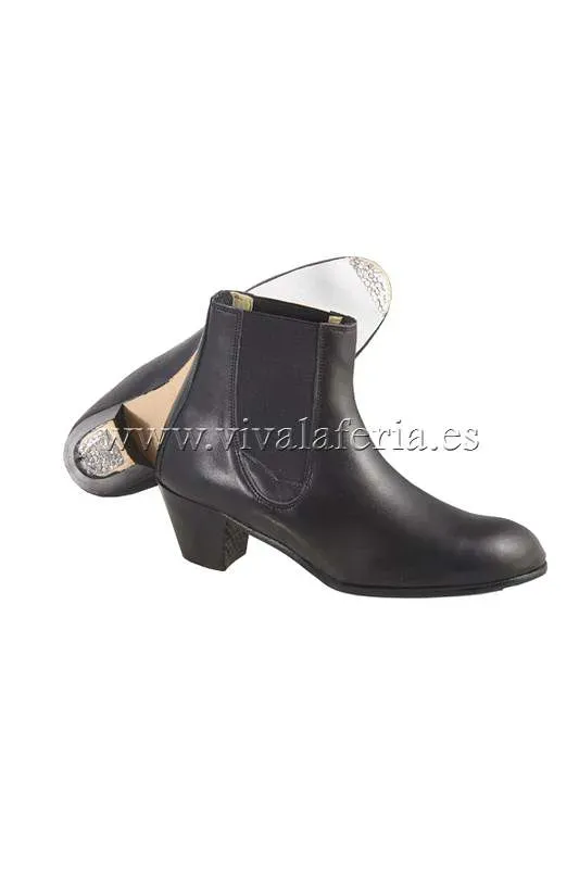 VIVA LA FERIA botines flamenco noires en cuir à élastique