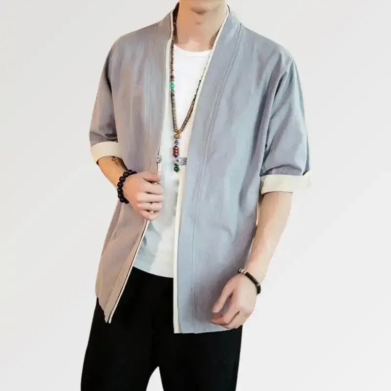 Japon style Hideki veste kimono homme coton lin